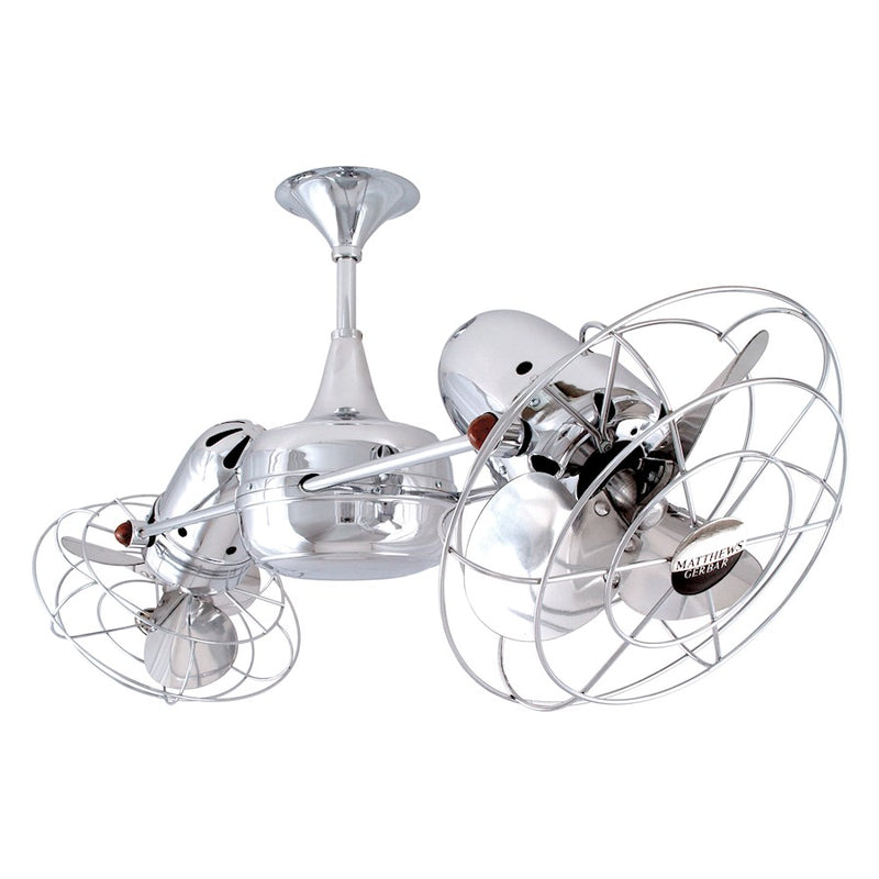 Matthews Fan Company Duplo Dinamico 36in Chrome Metal Ceiling Fan | Industrial Chrome Steel | Living Room & Bedroom | 39 x 9 x 9 in | Model DD-CR-MTL