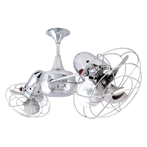Matthews Fan Company Duplo Dinamico 36in Chrome Metal Ceiling Fan | Industrial Chrome Steel | Living Room & Bedroom | 39 x 9 x 9 in | Model DD-CR-MTL