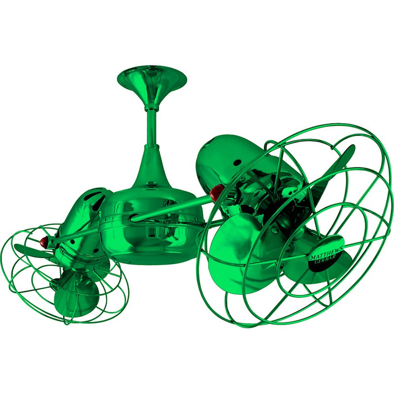 Matthews Fans Duplo-Dinamico 36in Rotational Ceiling Fan | Contemporary Esmeralda and Metal | Living Room & Bedroom | Model DD-GREEN-MTL