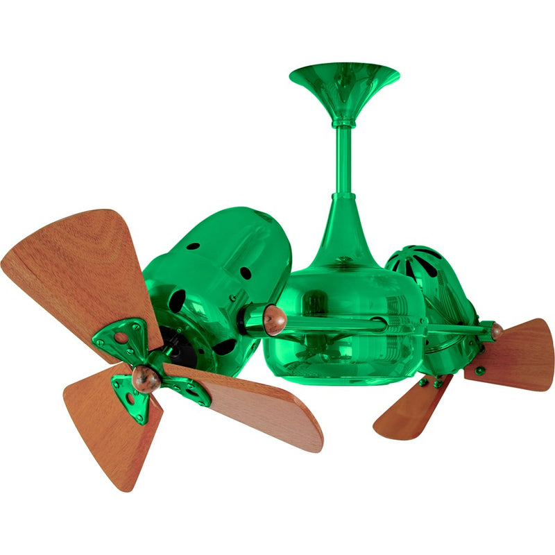 Matthews Fans Duplo-Dinamico 36in Rotational Ceiling Fan | Contemporary Esmeralda and Mahogany Wood | Living Room & Bedroom | Model DD-GREEN-WD