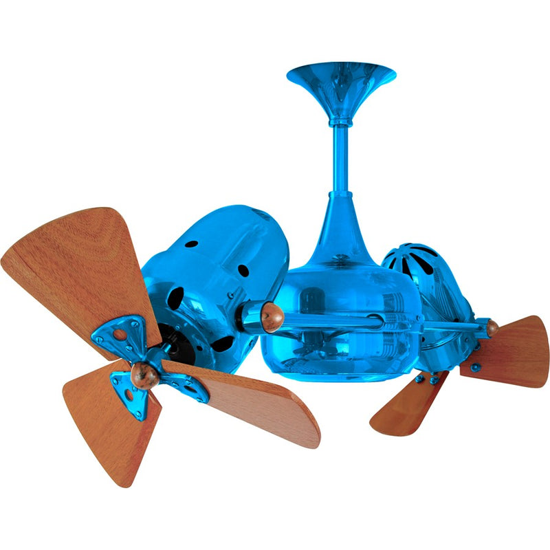 Matthews Fans Duplo-Dinamico 36in Rotational Ceiling Fan | Contemporary Agua Marinha and Mahogany Wood | Living Room & Bedroom | Model DD-LTBLUE-WD