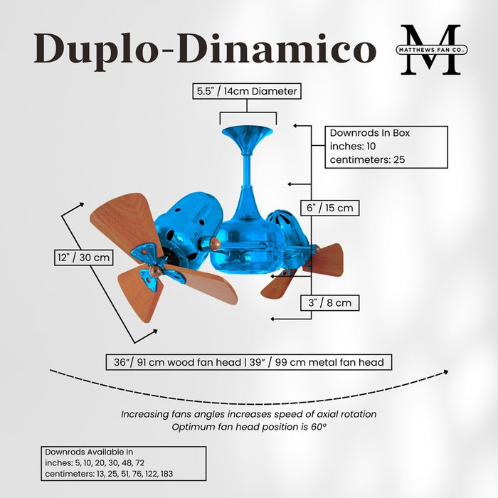 Matthews Fans Fan Duplo Dinamico Rotational Fan, Agua Marinha