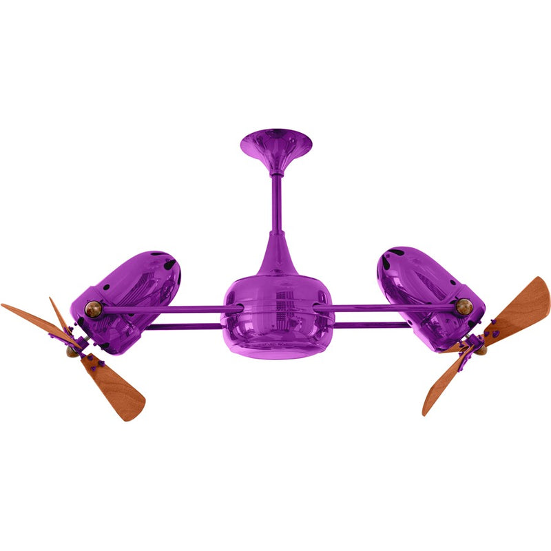Matthews Fans Duplo Dinamico 36in Rotational Ceiling Fan | Contemporary Ametista and Mahogany Wood Blades | Living Room | Model DD-LTPURPLE-WD