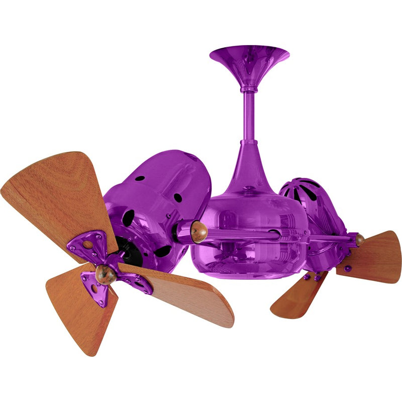 Matthews Fans Duplo Dinamico 36in Rotational Ceiling Fan | Contemporary Ametista and Mahogany Wood Blades | Living Room | Model DD-LTPURPLE-WD