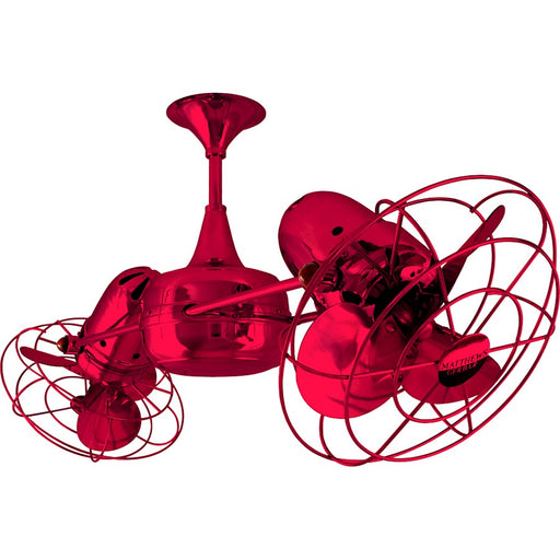 Matthews Fans Duplo Dinamico 36in Rotational Ceiling Fan | Contemporary Rubi and Metal Blades | Living Room & Bedroom | 39 x 9 in | Model DD-RED-MTL