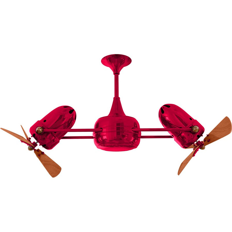 Matthews Fans Duplo Dinamico 36in Rotational Ceiling Fan | Contemporary Rubi and Mahogany Wood Blades | Living Room & Bedroom | Model DD-RED-WD