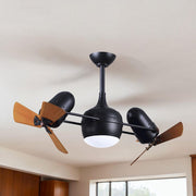 Matthews Fans Dagny LK 41in 6-Blade Rotational Ceiling Fan | Contemporary Matte Black and Mahogany Wood | Living Room & Bedroom | Model DGLK-BK-WD
