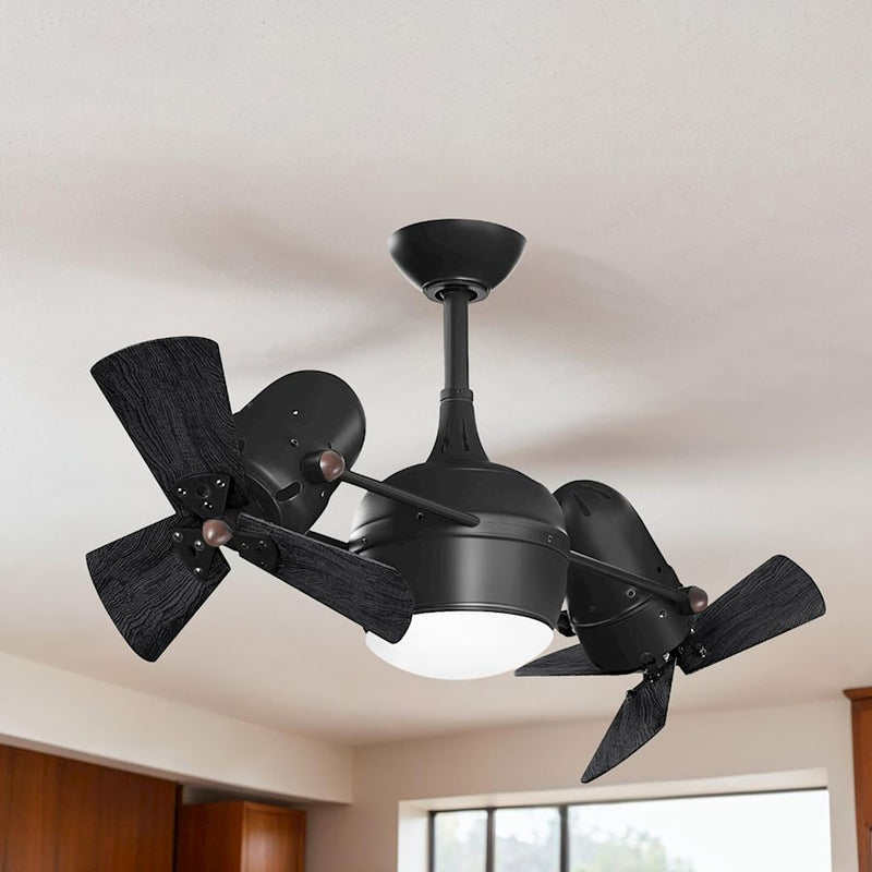 Matthews Fans Dagny LK 38in 6-Blade Rotational Ceiling Fan | Contemporary Matte Black and Wood | Living Room & Bedroom | Model DGLK-BK-WDBK