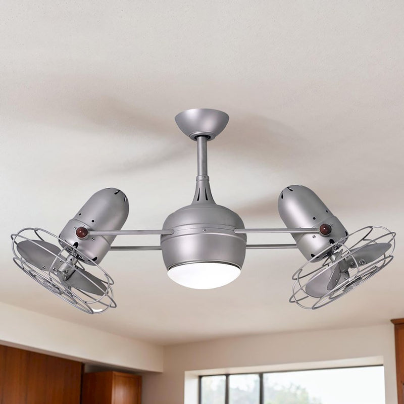 Matthews Fan Company Dagny 40in LED Ceiling Fan | Brushed Nickel Metal Blades | Living Room & Bedroom | 40 x 12 in | Model DGLK-BN-MTL