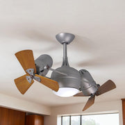 Matthews Fan Company Dagny 38in LED Ceiling Fan | Brushed Nickel Wood Blades | Living Room & Bedroom | 38 x 12 in | Model DGLK-BN-WD