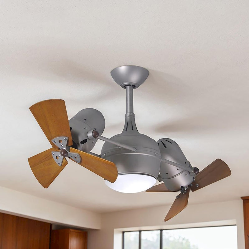 Matthews Fan Company Dagny 38in LED Ceiling Fan | Brushed Nickel Wood Blades | Living Room & Bedroom | 38 x 12 in | Model DGLK-BN-WD