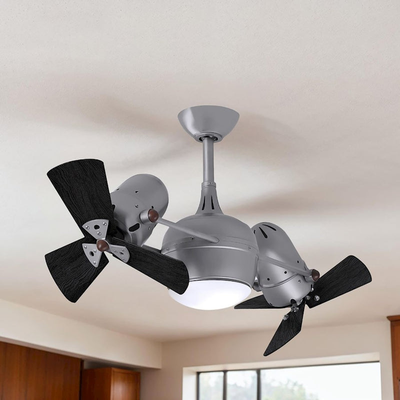 Matthews Fans Dagny LK 38in Dual Rotational LED Ceiling Fan | Brushed Nickel and Matte Black Wood Blades | Living Room & Covered | Model DGLK-BN-WDBK