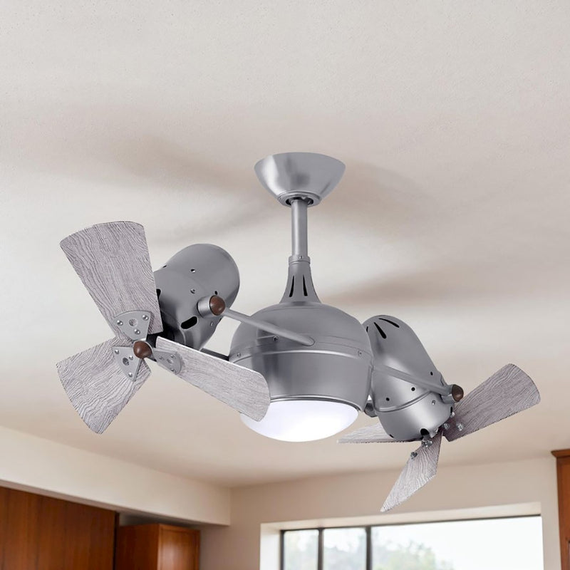 Matthews Fans Dagny LK 38in Dual Rotational LED Ceiling Fan | Brushed Nickel and Barn Wood Blades | Living Room & Covered Patio | Model DGLK-BN-WDBW
