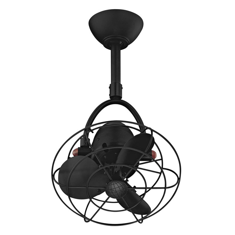 Matthews Fans Diane 13in 3-Blade Oscillating Ceiling Fan | Matte Black and Metal Blades | Covered Patio & Sunroom | 13 x 13 x 14 in | Model DI-BK-MTL