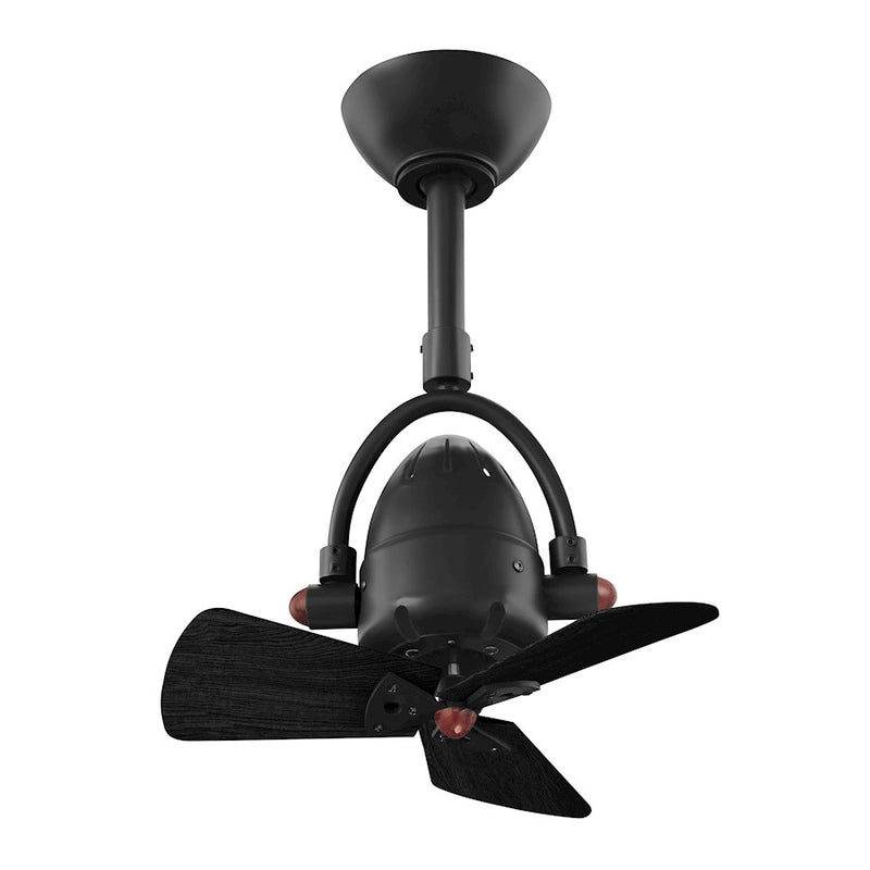 Matthews Fans Diane 16in 3-Blade Oscillating Ceiling Fan | Matte Black and Matte Black Wood Blades | Living Room & Covered Patio | Model DI-BK-WDBK