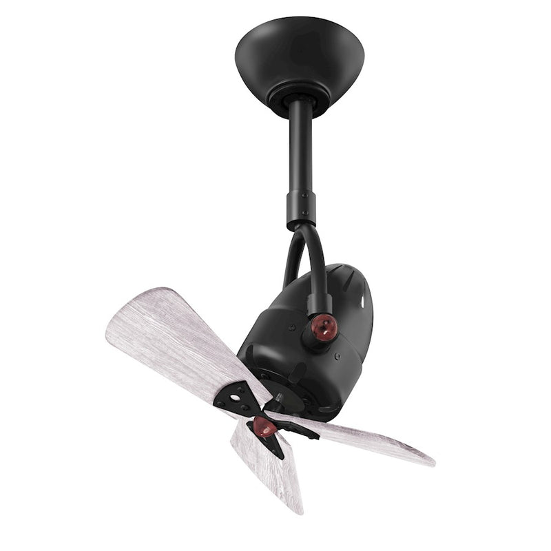 Matthews Fans Diane 16in 3-Blade Ceiling Fan | Matte Black and Barn Wood Blades | Small Rooms & Damp Locations | 14 x 16 in | Model DI-BK-WDBW