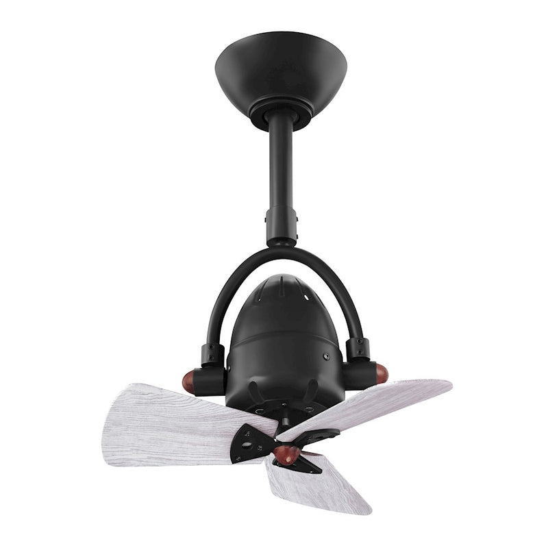Matthews Fans Diane 16in 3-Blade Ceiling Fan | Matte Black and Barn Wood Blades | Small Rooms & Damp Locations | 14 x 16 in | Model DI-BK-WDBW