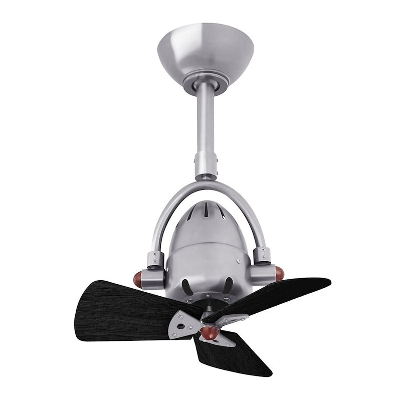 Matthews Fans Diane 16in 3-Blade Ceiling Fan | Brushed Nickel and Black Wood Blades | Small Rooms & Damp Locations | 14 x 16 in | Model DI-BN-WDBK