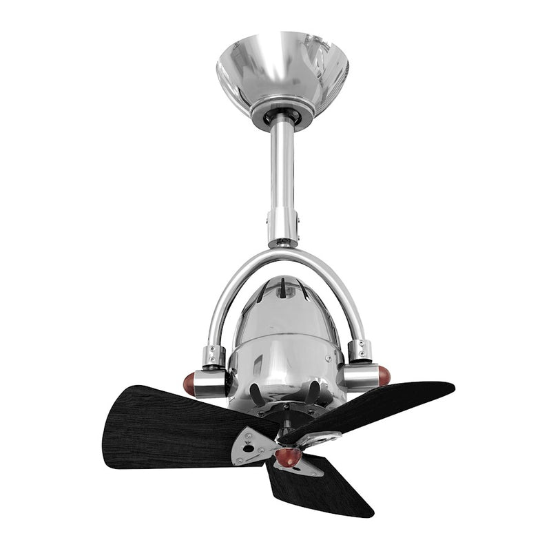Matthews Fans Diane 16in 3-Blade Ceiling Fan | Polished Chrome and Black Wood Blades | Small Rooms & Damp Locations | 14 x 16 in | Model DI-CR-WDBK