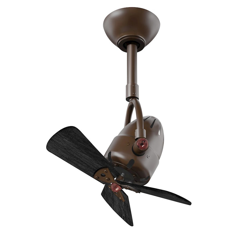 Matthews Fans Diane 16in 3-Blade Ceiling Fan | Contemporary Textured Bronze and Matte Black Solid Wood Blades | Bedroom & Small | Model DI-TB-WDBK