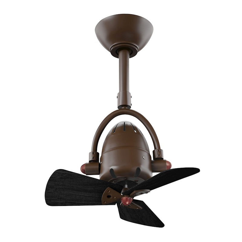 Matthews Fans Diane 16in 3-Blade Ceiling Fan | Contemporary Textured Bronze and Matte Black Solid Wood Blades | Bedroom & Small | Model DI-TB-WDBK