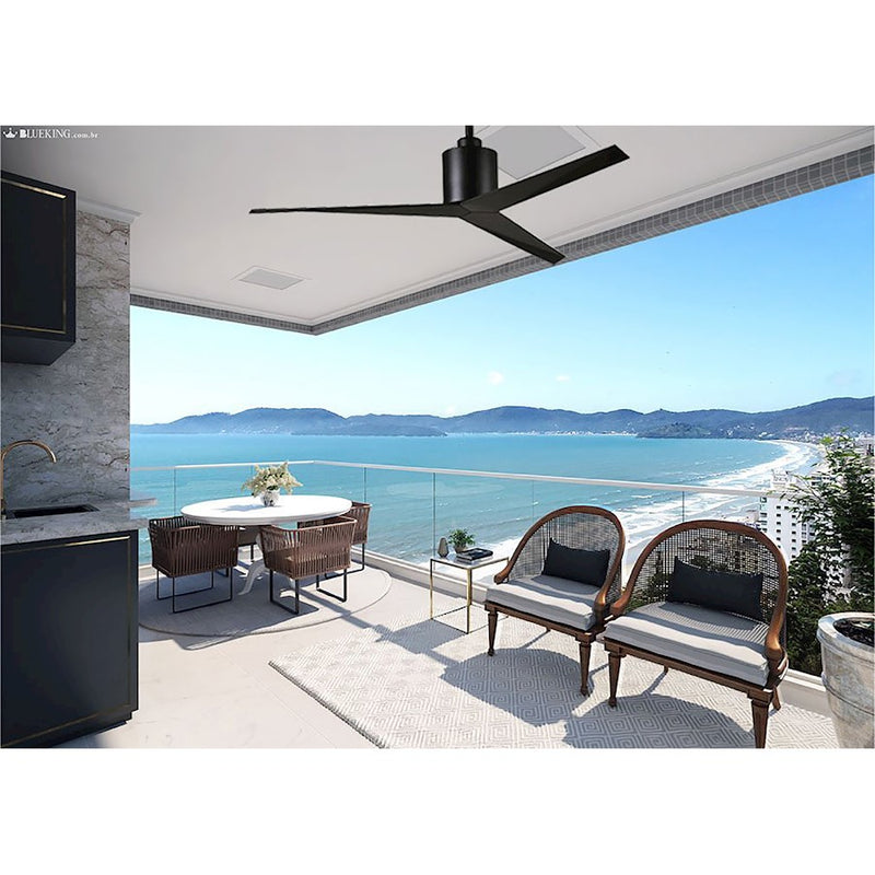 Matthews Fans Eliza 56in 3-Blade Ceiling Fan | Gloss White and Matte Black ABS Blades | Living Room & Bedroom | 56 x 56 x 12 in | Model EK-WH-BK