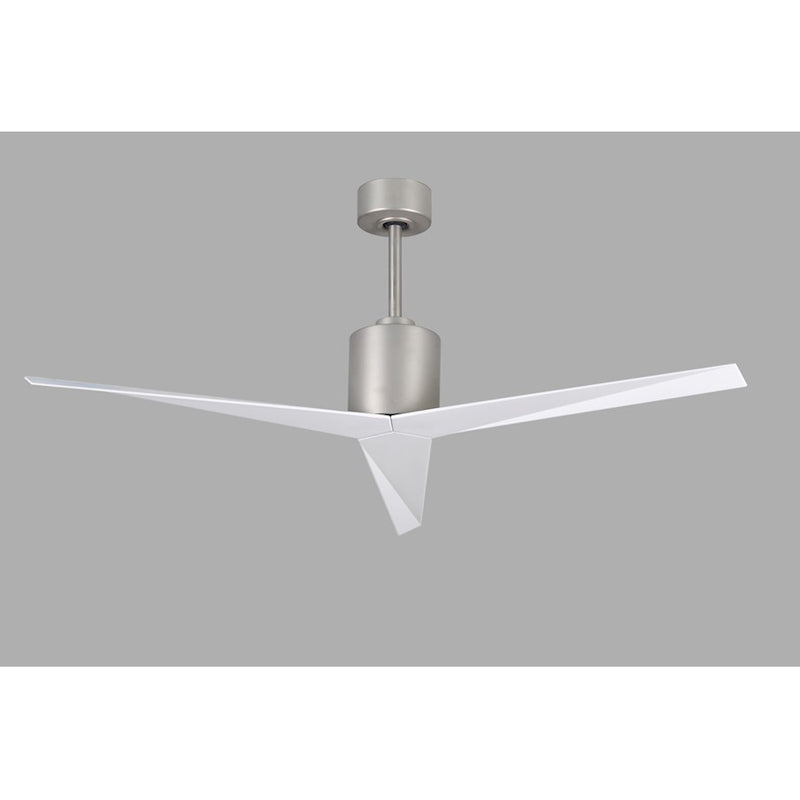 Matthews Fan Eliza 56in 3-Blade Ceiling Fan | Brushed Nickel and Gloss White Polycarbonate | Indoor & Outdoor Wet Locations | Model EK-BN-WH