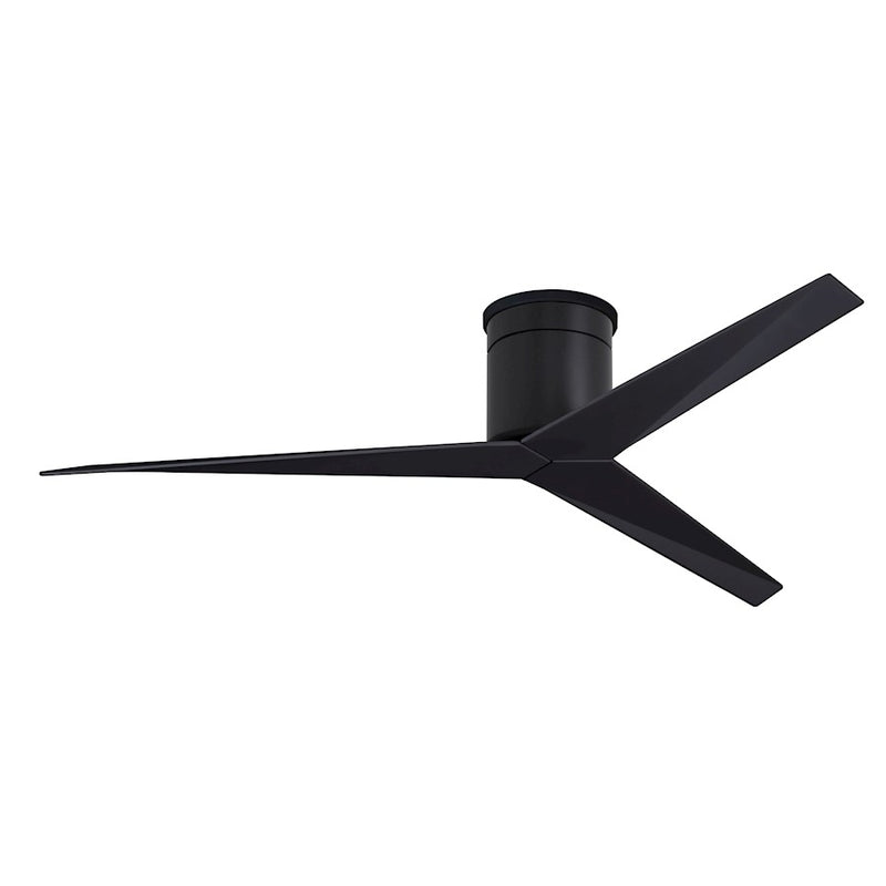 Matthews Fans Eliza-H 56in Flush Mount Ceiling Fan | Matte Black and Old Oak ABS Blades | Bedroom & Living Room | 56 x 56 x 10 in | Model EKH-BK-OO