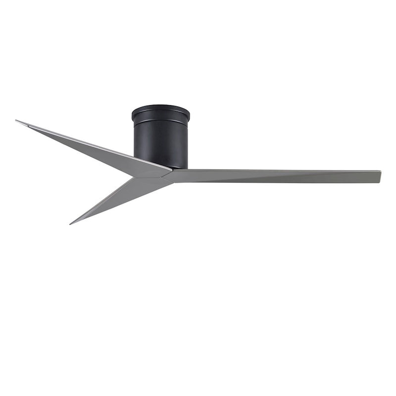Matthews Fans Eliza-H 56in Flush Mount Ceiling Fan | Matte Black and Old Oak ABS Blades | Bedroom & Living Room | 56 x 56 x 10 in | Model EKH-BK-OO