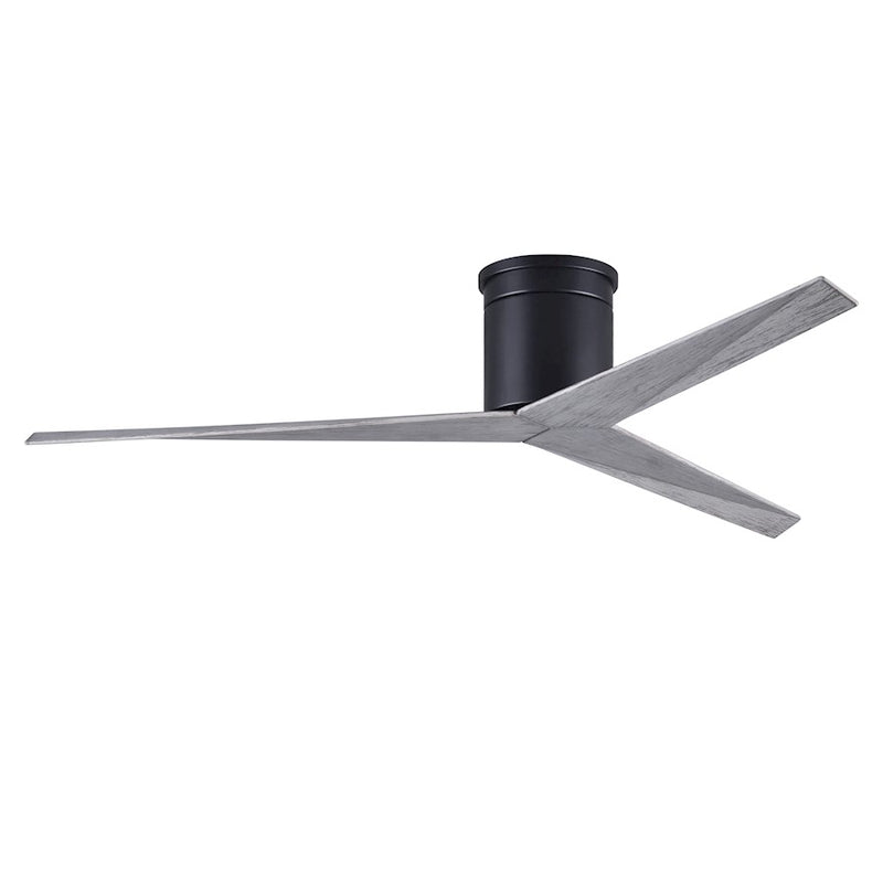 Matthews Fans Eliza-H 56in Flush Mount Ceiling Fan | Matte Black and Old Oak ABS Blades | Bedroom & Living Room | 56 x 56 x 10 in | Model EKH-BK-OO