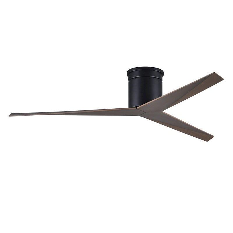 Matthews Fans Eliza-H 56in Flush Mount Ceiling Fan | Matte Black and Old Oak ABS Blades | Bedroom & Living Room | 56 x 56 x 10 in | Model EKH-BK-OO
