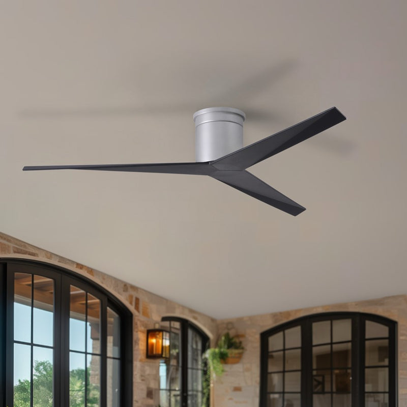 Matthews Fans Eliza-H 56in 3-Blade Flush Mount Ceiling Fan | Brushed Nickel and Matte Black ABS | Great Rooms & Covered Patios | Model EKH-BN-BK