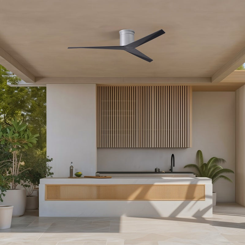 Matthews Fans Eliza-H 56in 3-Blade Flush Mount Ceiling Fan | Brushed Nickel and Matte Black ABS | Great Rooms & Covered Patios | Model EKH-BN-BK