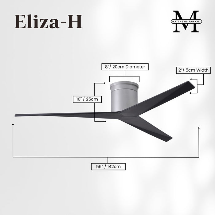 Matthews Fans Fan Eliza-H Flush Mt Ceiling Fan, Brushed Nickel/Black