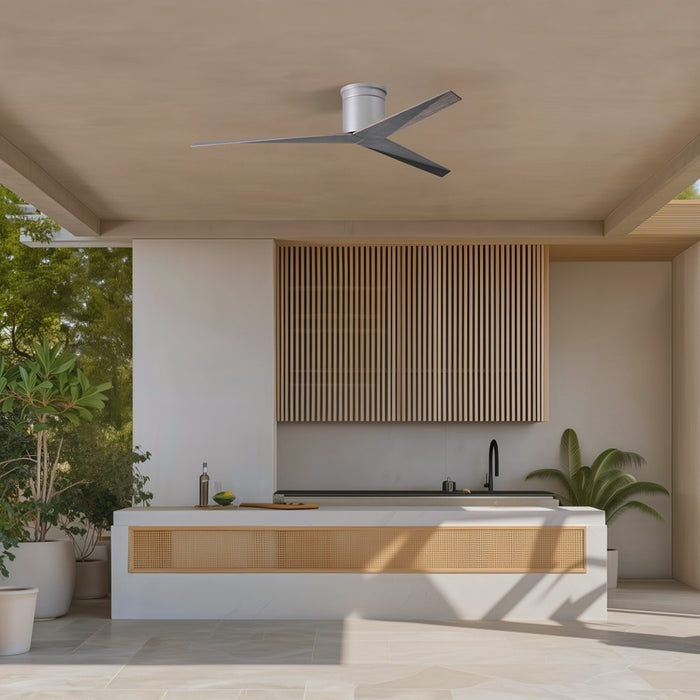 Matthews Fans Fan Eliza-H Flush Mt Ceiling Fan, Brushed Nickel/Oak