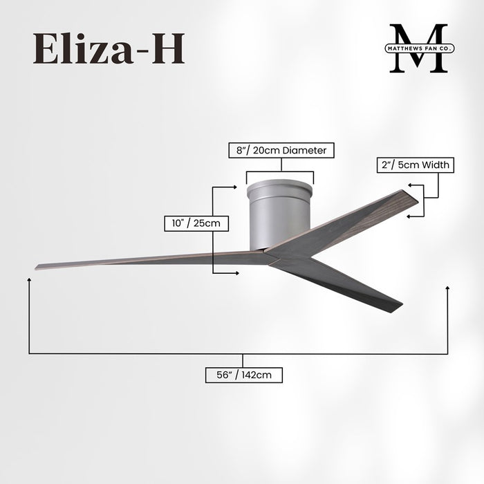 Matthews Fans Fan Eliza-H Flush Mt Ceiling Fan, Brushed Nickel/Oak