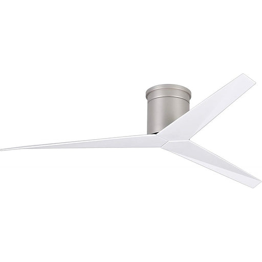 Matthews Fan Eliza-H 56in 3-Blade Flush Mount Ceiling Fan | Brushed Nickel and Gloss White Polycarbonate | Bedroom & Living Room | Model EKH-BN-WH