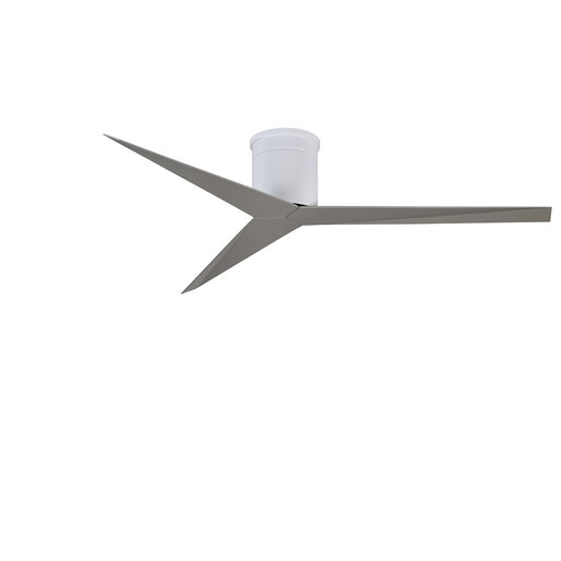Matthews Fan Eliza-H 56in 3-Blade Flush Mount Ceiling Fan | Gloss White and Brushed Nickel Polycarbonate | Bedroom & Living Room | Model EKH-WH-BN