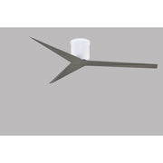 Matthews Fan Eliza-H 56in 3-Blade Flush Mount Ceiling Fan | Gloss White and Brushed Nickel Polycarbonate | Bedroom & Living Room | Model EKH-WH-BN