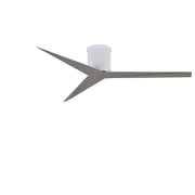 Matthews Fan Eliza-H 56in 3-Blade Flush Mount Ceiling Fan | Gloss White and Brushed Nickel Polycarbonate | Bedroom & Living Room | Model EKH-WH-BN