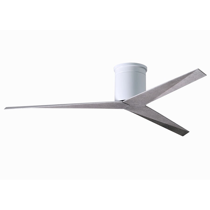 Matthews Fan Eliza-H 56in 3-Blade Flush Mount Ceiling Fan | Gloss White and Barn Wood Polycarbonate | Bedroom & Living Room | Model EKH-WH-BW