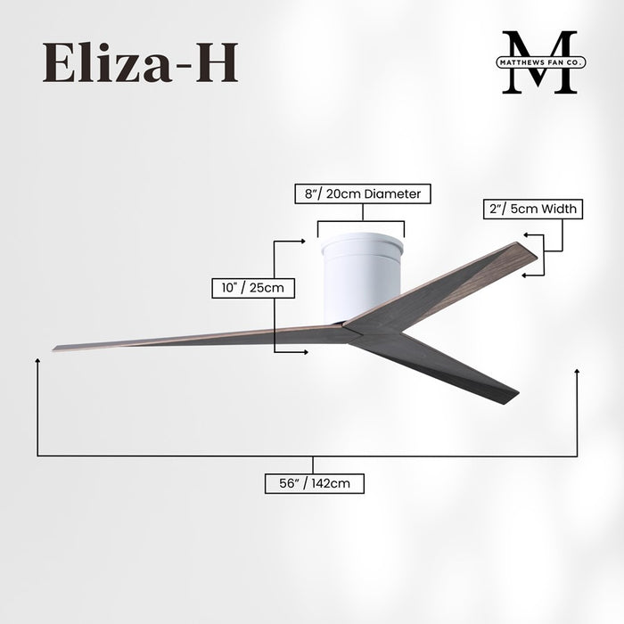 Matthews Fans Fan Eliza-H Flush Mt Ceiling Fan, Gloss White/Oak