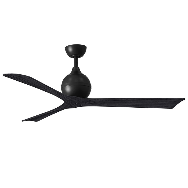 Matthews Fans Irene-3 60in 3-Blade Ceiling Fan | Matte Black Solid Wood Blades | Great Room & Basement | 60 x 60 x 12 in | Model IR3-BK-BK-60