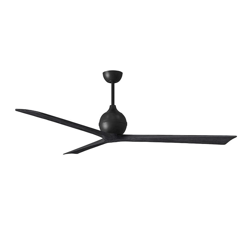Matthews Fans Irene-3 72in 3-Blade Ceiling Fan | Matte Black Solid Wood Blades | Large Rooms & Open Spaces | 72 x 72 x 11 in | Model IR3-BK-BK-72