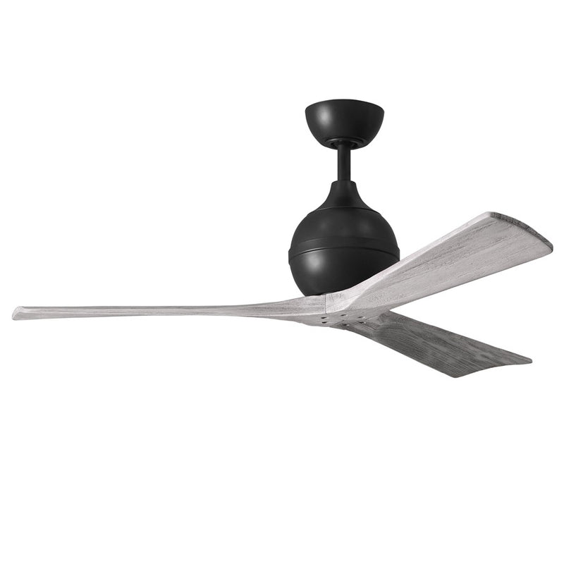 Matthews Fans Irene-3 52in 3-Blade Ceiling Fan | Contemporary Matte Black and Barn Wood | Bedroom & Living Room | 52 x 52 x 12 in | Model IR3-BK-BW-52
