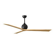 Matthews Fans Irene-3 72in 3-Blade Ceiling Fan | Contemporary Matte Black and Light Maple Solid Wood | Great Room & Covered | Model IR3-BK-LM-72