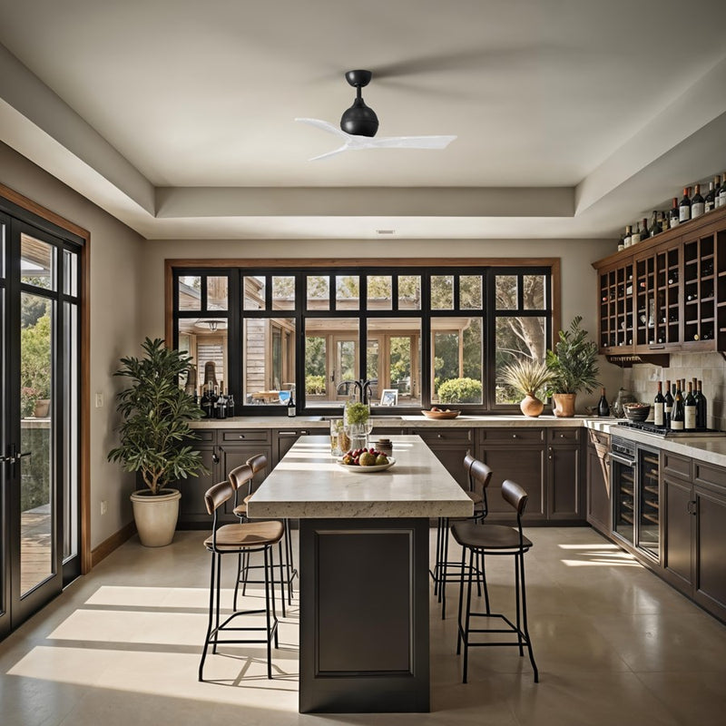 Matthews Fans Irene-3 42in 3-Blade Ceiling Fan | Contemporary Matte Black and Matte White Solid Wood | Bedroom & Home Office | Model IR3-BK-MWH-42