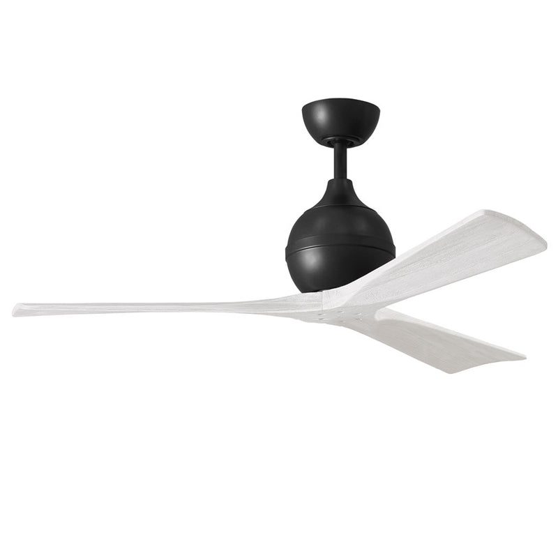 Matthews Fans Irene-3 52in 3-Blade Ceiling Fan | Matte Black and Matte White Solid Wood Blades | Covered Patio, Porch & Sunroom | Model IR3-BK-MWH-52