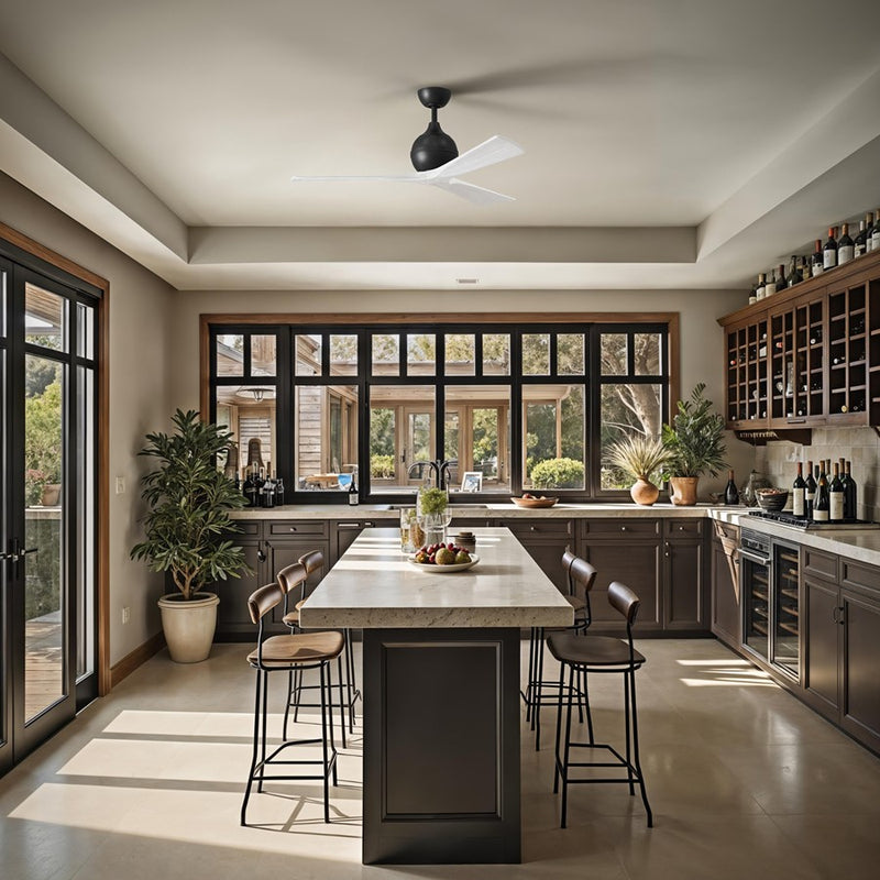 Matthews Fans Irene-3 52in 3-Blade Ceiling Fan | Matte Black and Matte White Solid Wood Blades | Covered Patio, Porch & Sunroom | Model IR3-BK-MWH-52