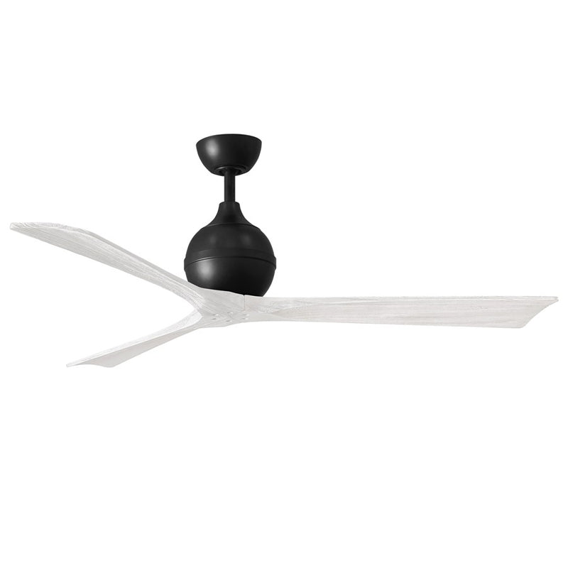 Matthews Fans Irene-3 60in 3-Blade Ceiling Fan | Matte Black and Matte White Solid Wood Blades | Covered Patio, Porch & Sunroom | Model IR3-BK-MWH-60